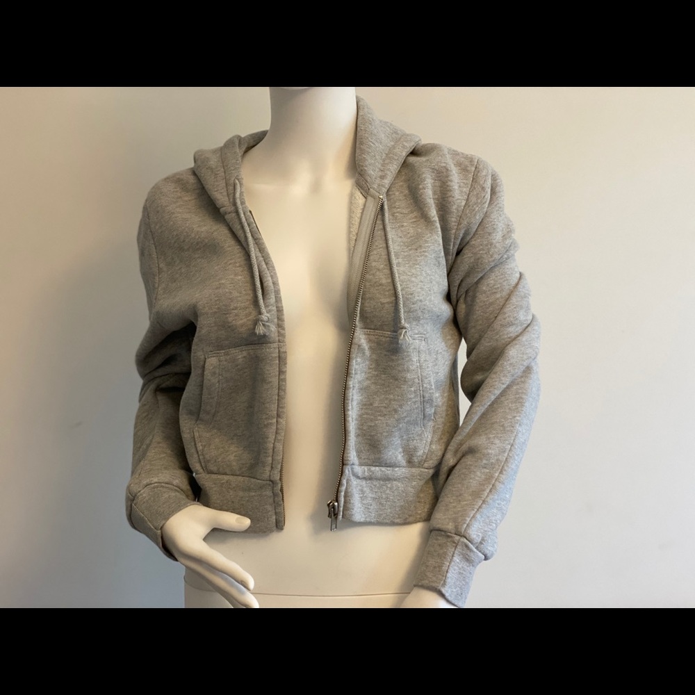 Brandy Melville Grey Zip-Up Crop-Top